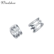 Мини Твердые 925 пробы серебряные пустотелые серьги гвоздики уха пиджаки с манжетами для женщин леди девушки ювелирные изделия