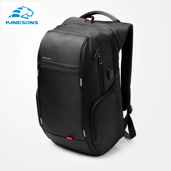 Kingsons, 15 дюймов, рюкзаки для ноутбука, usb зарядка, Противоугонный рюкзак для мужчин, рюкзак для путешествий, водоотталкивающий, школьные сумки для мужчин, Mochila - Цвет: Model A Black