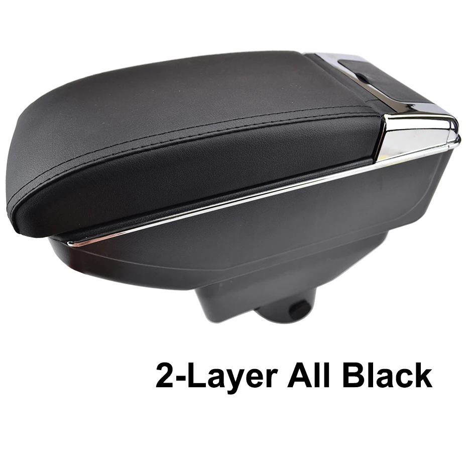 Центральный подлокотник Xukey для Toyota Yaris L Sedan Vios- консольный центр Черный Автомобильный ящик для хранения Пепельница - Название цвета: 2-Layer All Black