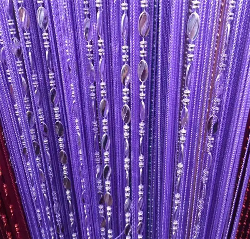SHNWORLD 100 см X 200 см двери струнные бусины занавески бахрома окна комнаты разделитель кисточкой экран балдахин декоративные - Цвет: Фиолетовый