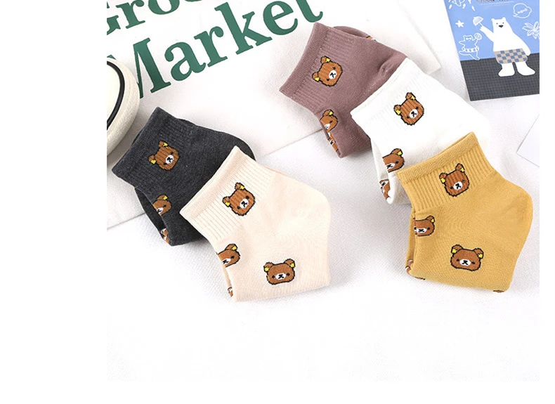 Короткие Носки с рисунком медведя для взрослых; Kuma Rilakkuma; расслабляющие носки в японском стиле для девушек и сестер; Повседневные носки для студентов; 2019Ne'w