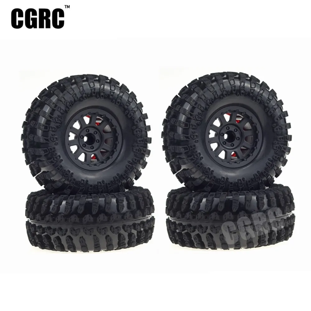 

4PCS 2.2inch Rubber Tires & 2.2inch Plastic Beadlock Wheel Rim for 1/10 RC Rock Crawler Car Axial SCX10 Wraith RR10 Yeti