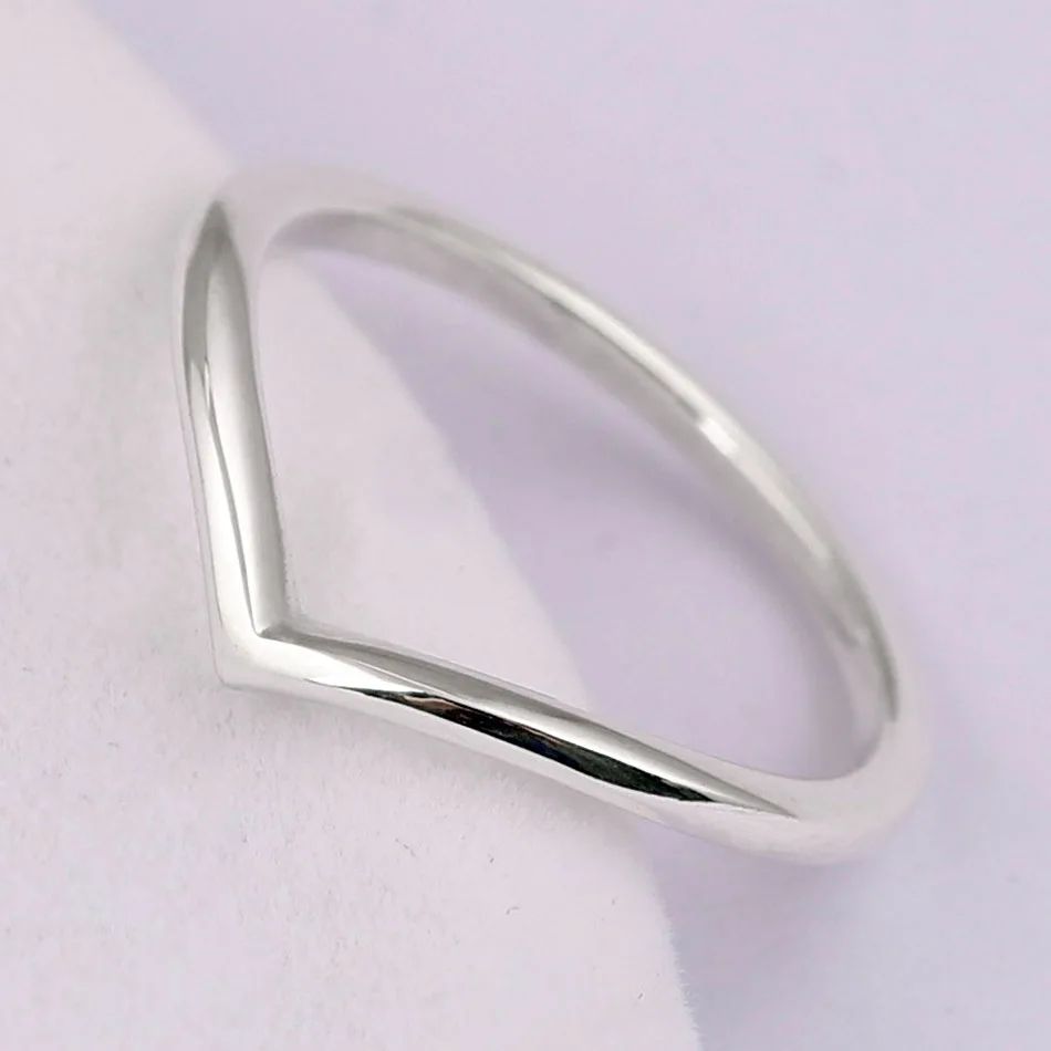 Authentic 925 Sterling Silver Ring Wish Bone Ring Set With Crystal Stack Rings For Women Wedding Party Gift Fine Europe Jewelry