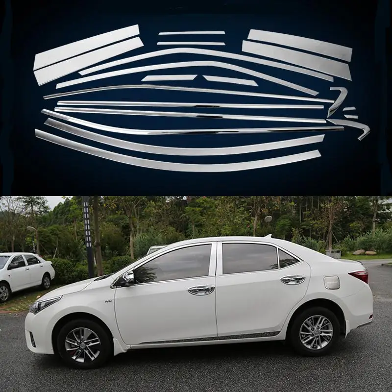 

Car Styling Full Window Trim Decoration Strip For America Toyota Corolla 2014 2015 2016 Accessories Stainless Steel OEM-20