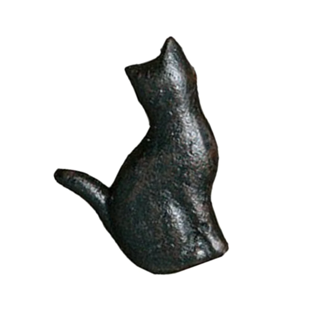 Cast Iron Matt Black Cat Shaped Cupboard Drawer Knob Kitchen Cabinet Door Pull Knobs with Screws