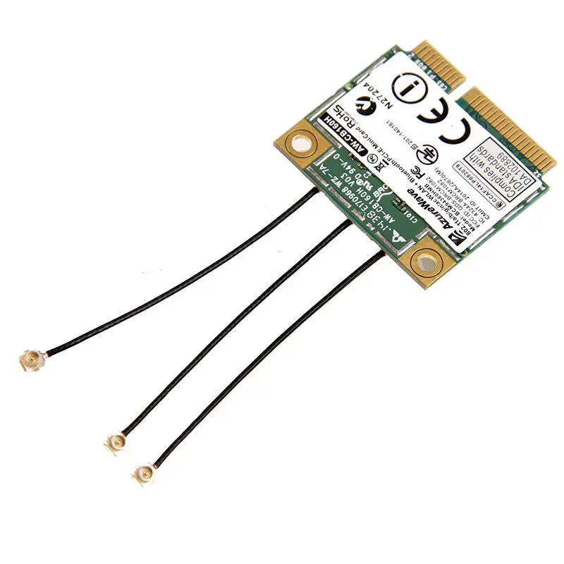 Комплект антенн IPEX в MHF4 + мини карта PCI E Wlan 1300 Мбит/с с поддержкой Wi Fi 11ac/abgn Bluetooth 4 0