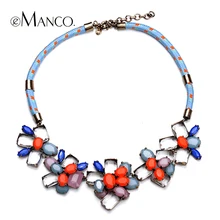 Акриловые цветок ожерелье очаровательная кристалл инкрустированные для женщин eManco весна веревку цепи короткое ожерелье роскоши стиль NL09688