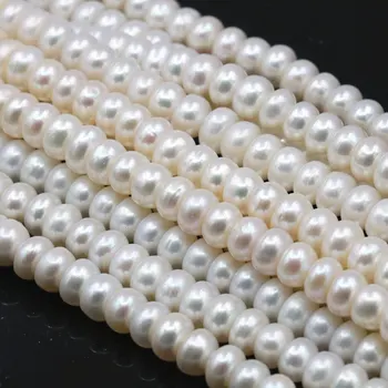

Natural Freshwater Pearl 8-9mm White Loose Beads for DIY Necklace Bracelet Abacus Baroque Pearls Jewelry Making Strand 14.5"A488