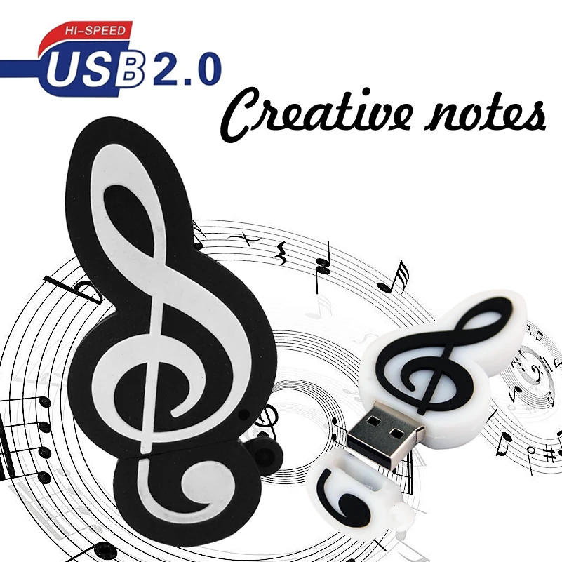 

USB Flash Drive Music Note USB Pen drive 16GB USB 2.0 Memory Drive Pendrive 4GB 8GB U Disk 32GB External Memory Stick u disk