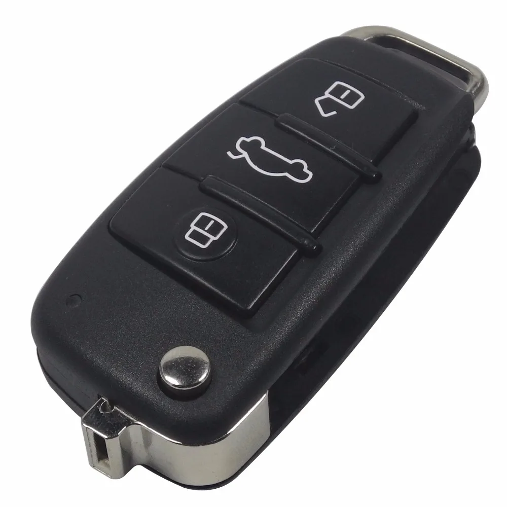 Jingyuqin 10 шт./лот, для AUDI A2, A3, A4, A6, A6L, A8, TT, без лезвия, Складной флип-пульт дистанционного управления, Автомобильный ключ, чехол, 3 кнопки, чехол