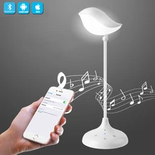 Настольная лампа с регулируемой яркостью для птиц, перезаряжаемый светодиодный настольный светильник, Ночной светильник с Bluetooth, беспроводной динамик, украшение дома