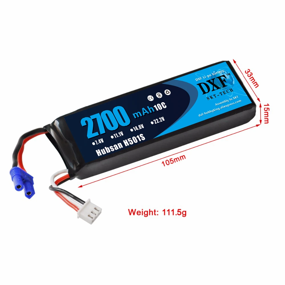 DXF RC LiPo аккумулятор высокое качество Hubsan H501S H501C X4 Quadcopter запасные части 7 4 В 2700 мАч