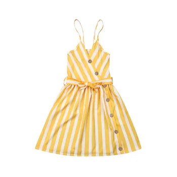 

1-6Years Toddler Baby Kid Girl V neck Dress Summer Sleeveless Striped Holiday Travel Beach Dresses For Girls Kid Costumes