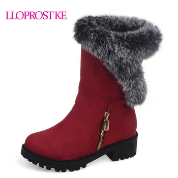 

LLoprost KE New comfortable lesure elastic nubuck leather woman snow boots beauty fashion winter shoes women size 30-52 dxj482
