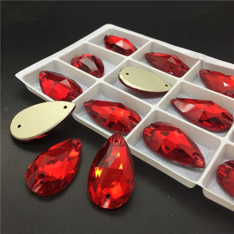 

TopStone 3230 Lt Siam Color K9 Glass Crystal Drop Sew-on Stone Flatback Teardrop Sewing Crystal Rhinestone DIy Dress Clothing