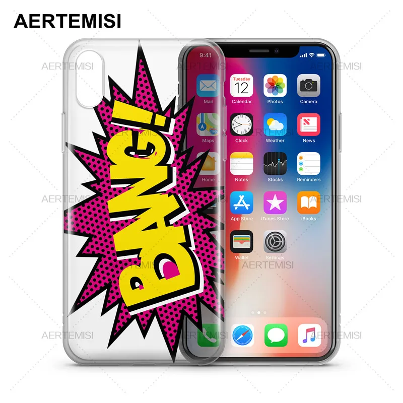 Aertemisi Phone Cases Comic Explosion Bang Transparent Crystal Clear