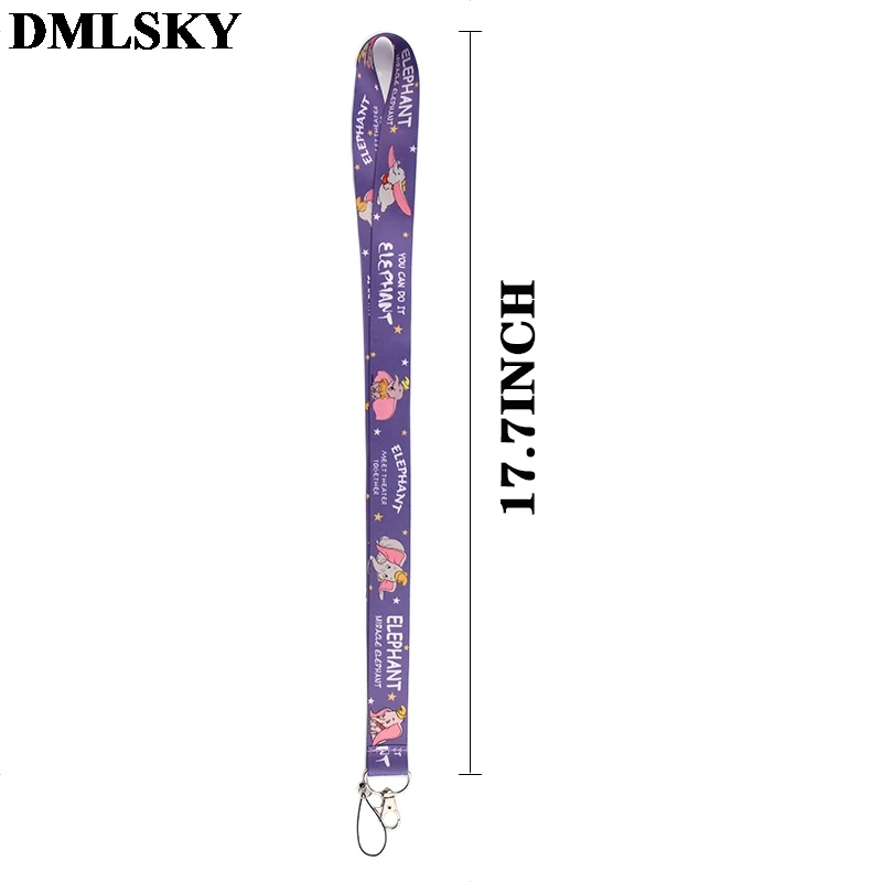 DMLSKY слон Дамбо мультфильм милый шнурок цепочка для ключей значок ID мобильный телефон ключ кольца женщины шеи ремешки M3678