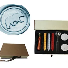 Винтаж симпатичный медведь пользовательские изображение логотипа свадебные приглашения Воск уплотнительное штамп Щупы для мангала плавления ложка подарочная коробка комплект