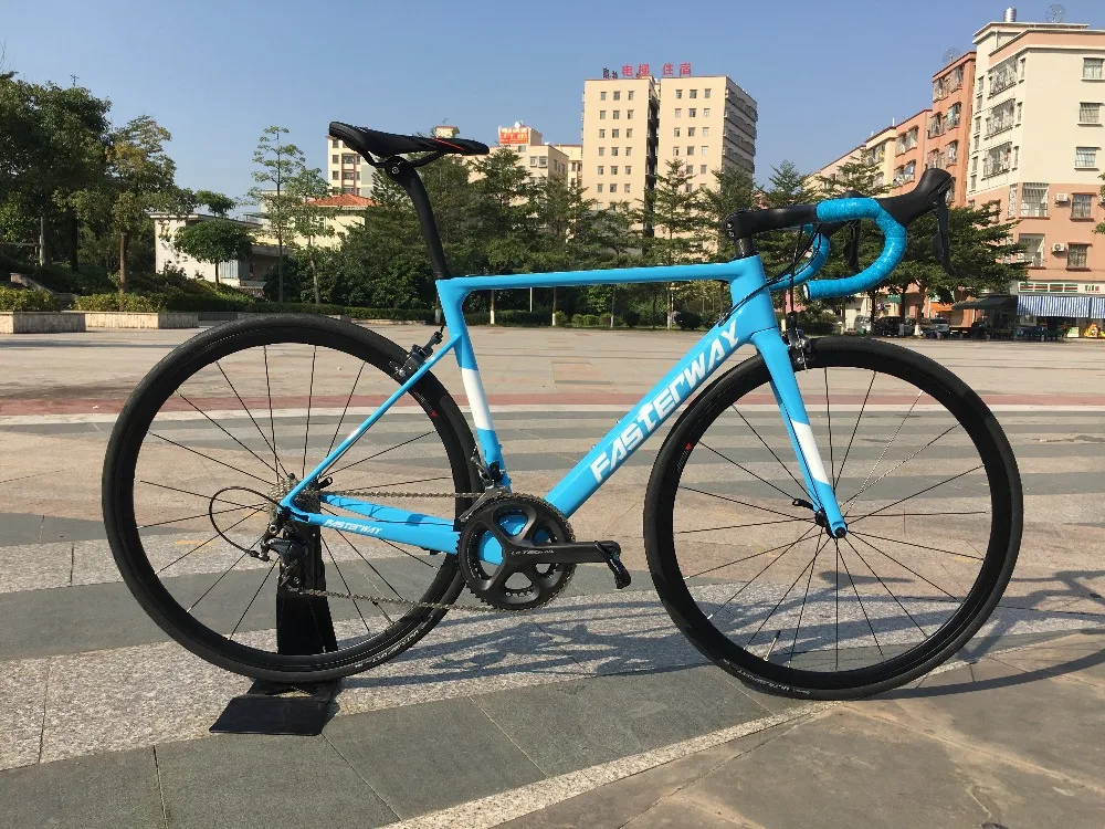 Best 700C carbon Road Complete Bike 22 Speed 105 5800 Groupset TAIWAN brand light blue sky FASTERWAY CLASSIC D brake 49/52/54/56/58 6