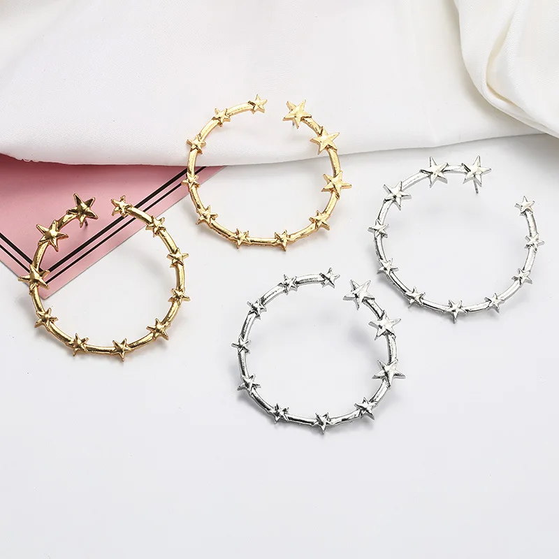 Trendy Fashion Boho Metal Earrings For Women Large Big Star CC Gold Color Jewelry Statement Bohemian Gifts For Women Accessories (6)