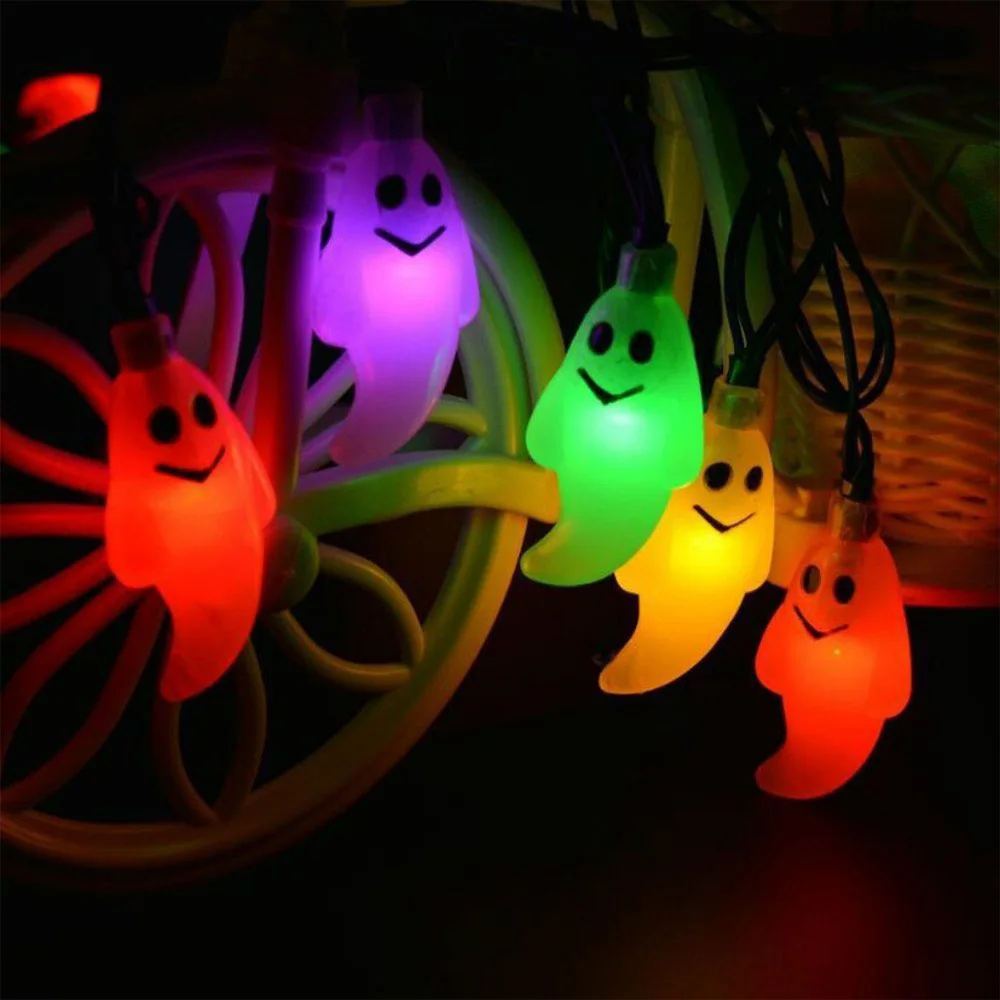 6 м 30 светодиодный милый светодиодный светильник на Хэллоуин, декоративный светильник с изображением черепа-призрака, светодиодный Сказочный светильник, гирлянда для наружного и внутреннего украшения, питание от батареи