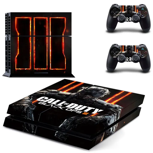 Special Offers For Playstation 4 Console Skin Decal Sticker Black OPS 3 COD + 2 Controller Skins Set