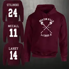 2017 Mode Balise Collines Lacrosse Hoodies Adolescent À manches Longues Loup McCall Stilinski Lahey Unisexe Sweat Tops Blouse