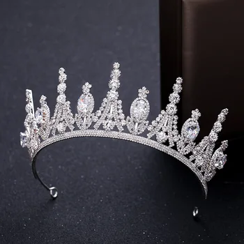 

New Fashion Zircon Big Crown Princess Wedding Tiaras Headband CZ Bridal Crowns Trendy Women Bride Hair Accessories