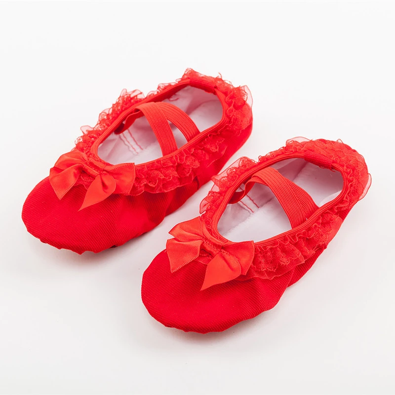 

a01a Soft Canvas Ballet Dance Shoes for Girls Kids Children High Quality Dance Slipper with Beautiful Flower