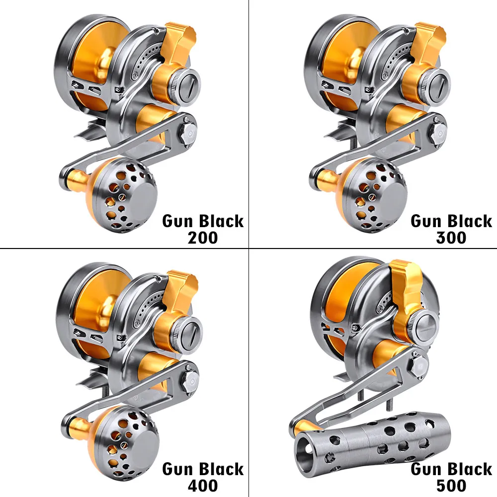 Алюминий на станке 200-500 серии Рыболовная катушка левая рука Макс Перетащите 14 кг-21 кг крючковый лов катушка троллинговая Катушка золото/черный пистолет Цвет - Цвет: Gun Black