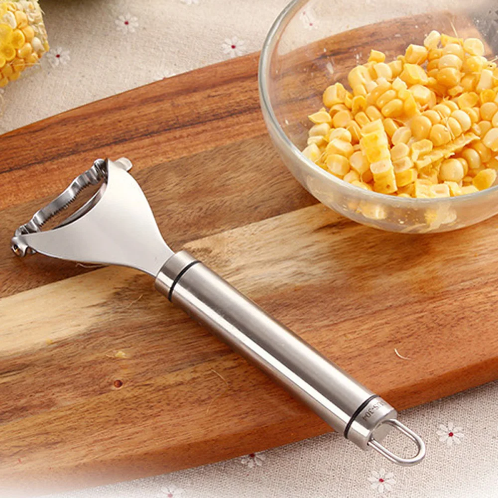 

6.4x1.9x18cm Corn cob stripper 304 stainless steel Silver Kitchen Remover Peeler Accessories Splitter