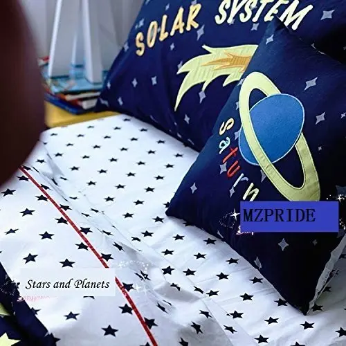 Милый мультфильм солнечной системы постельных принадлежностей комплекты для детских кроватей звезды простыни наборы Полный Твин