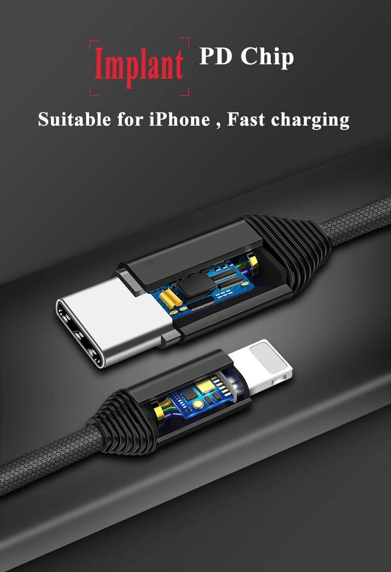 Nohon Type-C PD Cable to For Lightning iPhone X 8 Plus 8P 8 pin Phone Data Sync Cables For iPhone 7 6S 6 Plus 5S 5 Fast Charging Details (03)