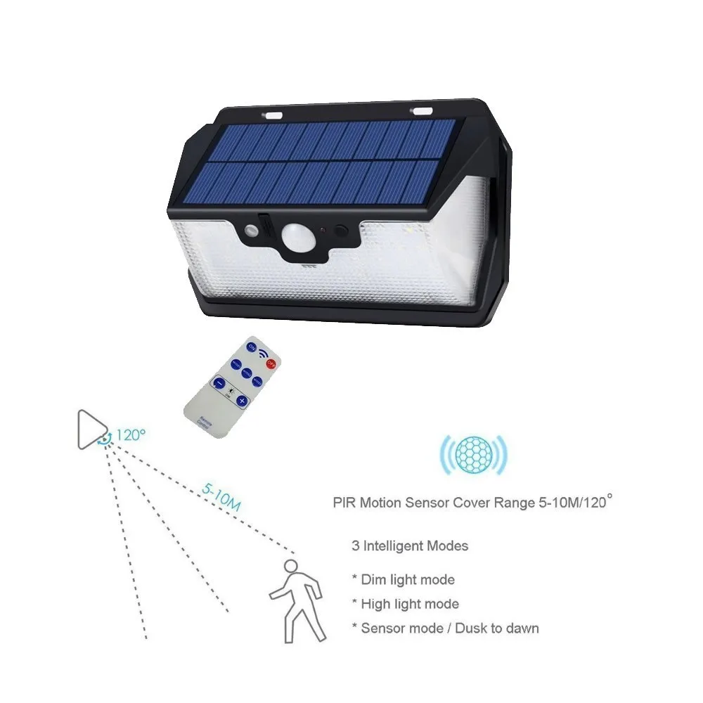 55 светодиодов Солнечный свет пульт дистанционного управления радар 3 боковое освещение usb порт солнечный 3 режима PIR лагерь Открытый Сад