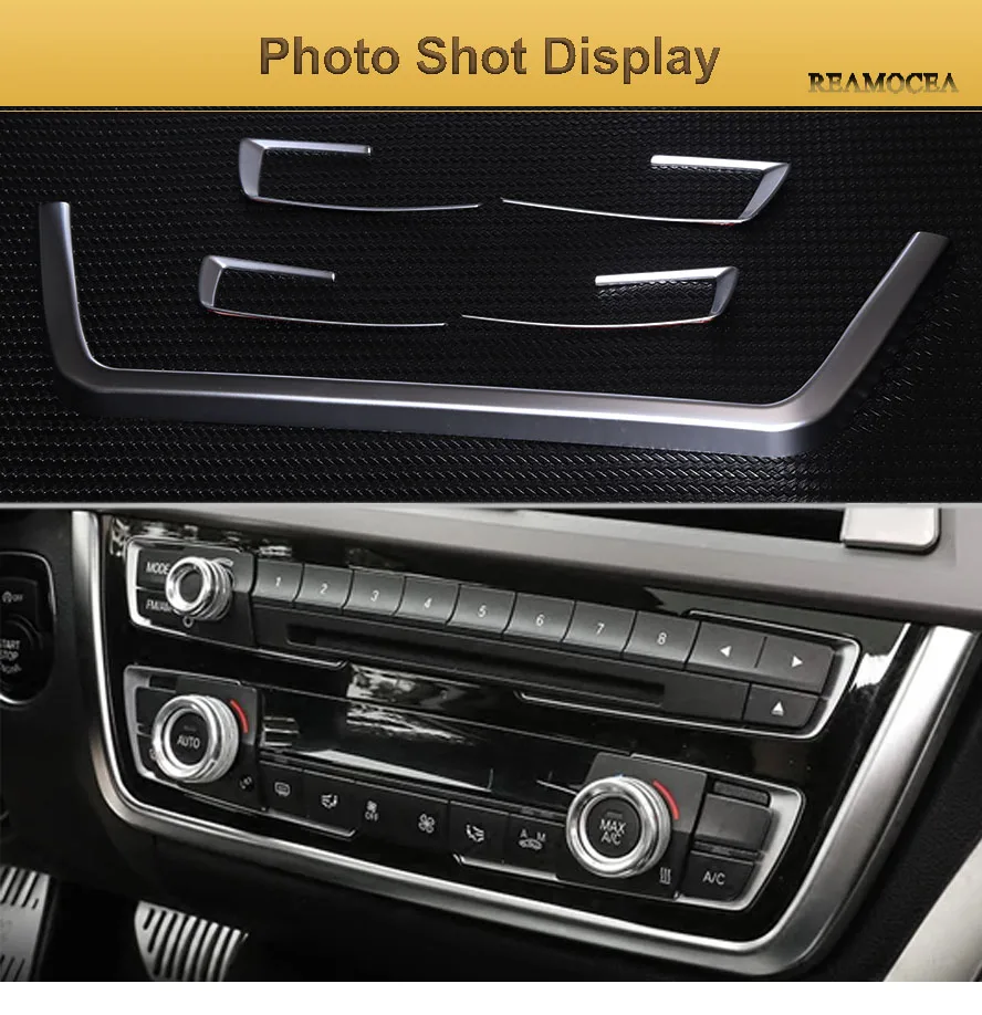 Reamocea 1 Set Silver Chrome Dashboard Console Cover Trim for BMW 3 4 Series F30 F31 F32 F34 F36 316 318 320 420 2013 2014 2015 (11)