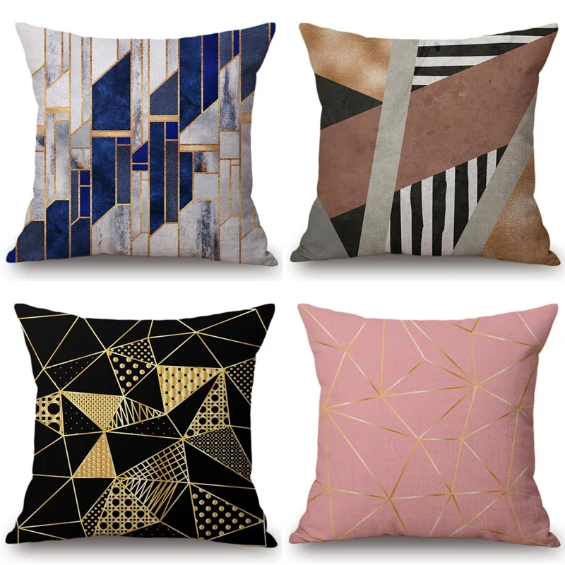 Cool Black Pillow Decor Geometric Sofa Home Throw Vintage Case Cushion