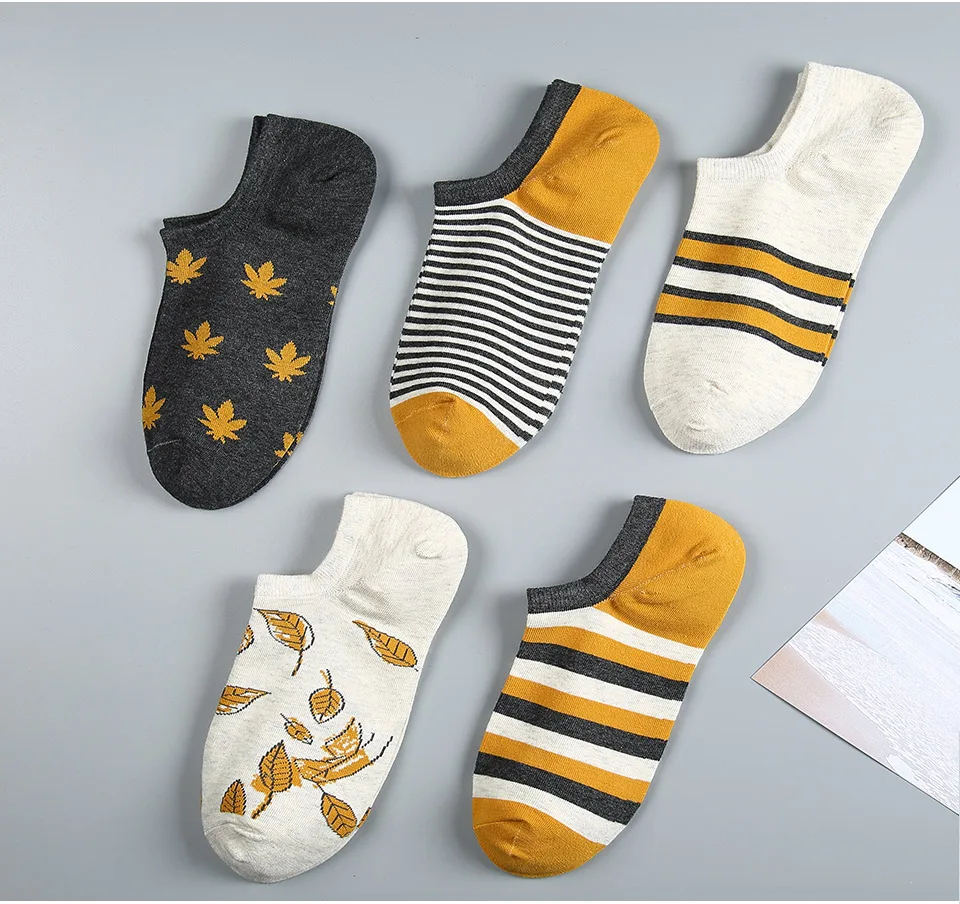 5 пар/лот, женские носки, принт Harajuku, уличный стиль, хлопковые короткие носки, женские, повседневные, забавные, желтые носки, лето