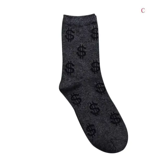 BTLIGE Dollar Signs Print Socks Men Money Design Cotton Winter Socks