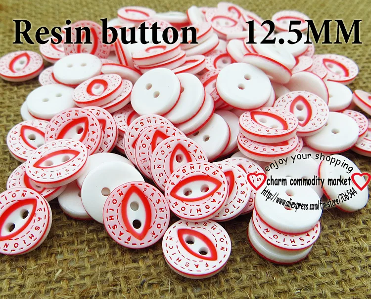 

100PCS 12.5MM red eye pattern RESIN buttons coat boots sewing clothes accessories R-065