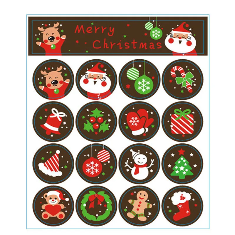 10 Sheets Merry Christmas Label Sticker DIY Self-adhesive Decoration Gift Sticker Christmas Gifts Label Xmas Party Decor