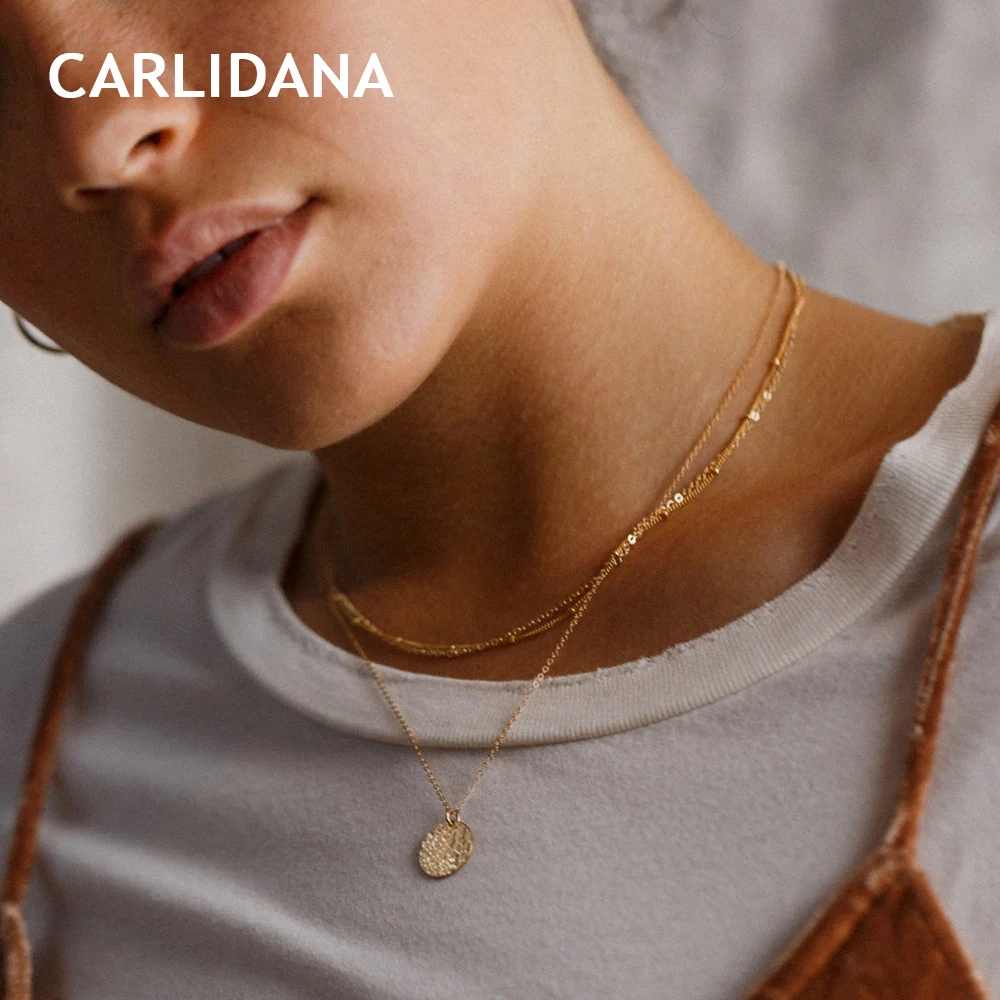 

CARLIDANA Thin Chain Choker Necklace for women Mulri Layered Pendant Necklace women Stainless Steel Necklace Fashion Jewelry