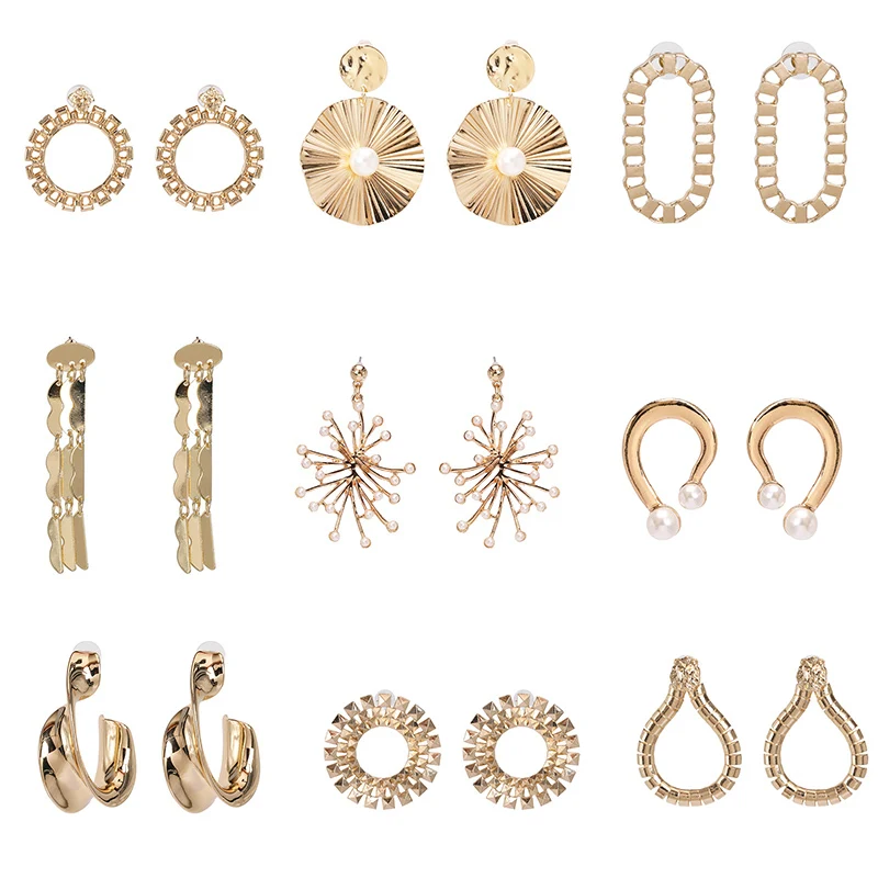 

FASHIONSNOOPS Vintage Big Gold Metal Round Circle Earrings For Women Girls Geometric Statement Jewelry Brincos