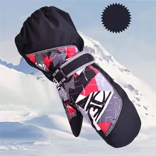 Детские русские зимние теплые лыжные перчатки для мальчиков и девочек, спортивные водонепроницаемые ветрозащитные Нескользящие зимние варежки, расширенные наручные перчатки для катания на лыжах