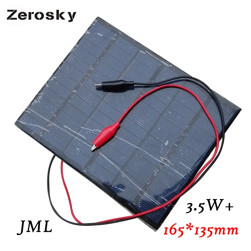 

Zerosky High Quality 6V 4.5W 520mAh Monocrystalline silicon Mini Solar Panel Module Cell For Light Battery 165x165mm