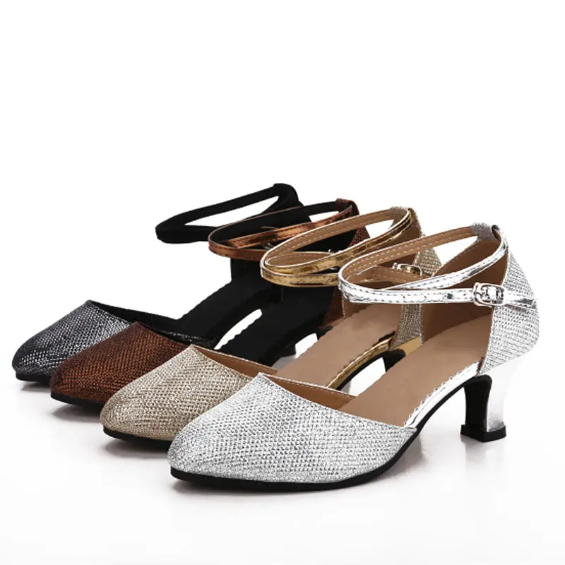 Comfort Closed Toe Latin/Tango/Salsa Dance Shoes For Ladies 4Colors Gold/Purple Soft Sole Adult Women Waltz Ballroom Dance Shoes