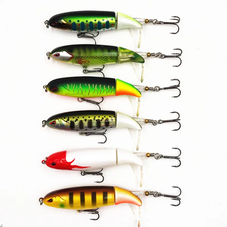 

13g/10cm Floating Longcast Whopper Popper Fishing Pencil Lure Bait Hard Plopper Rotating Tail