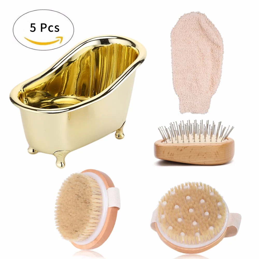 TREESMILE Bath brush Natural Bristles Massage Dry brush Wooden SPA Body
