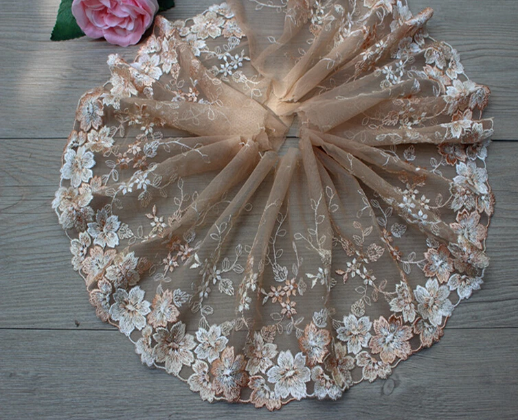 

2 Meters 18cm/7.2'' Hot Sale High Gradation Exquisite Luxury Embroidered Wide Lace Trim Mesh