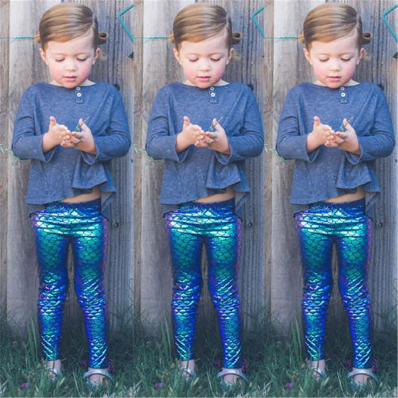 

2018 Baby Kids Girls Simulation Mermaid Cute Pants Colorful Digital Printing Child Leggings Kids Pants Children's Pants Clothing