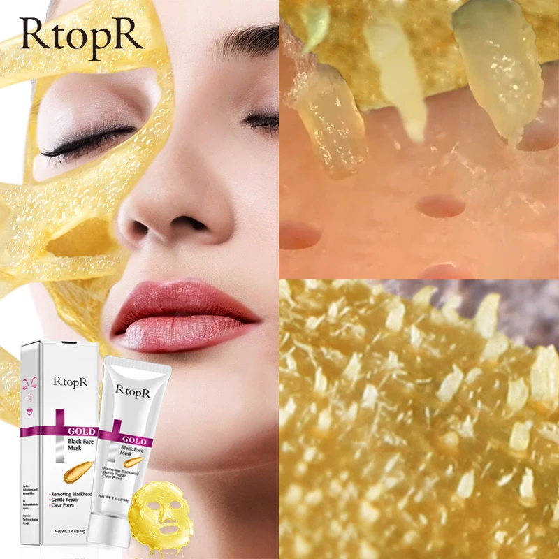 

RtopR New Gold Remove Blackhead Mask Face Pore Peeling Acne Treatment Nose Deep Cleansing Face Whitening Hydrating Golden mud